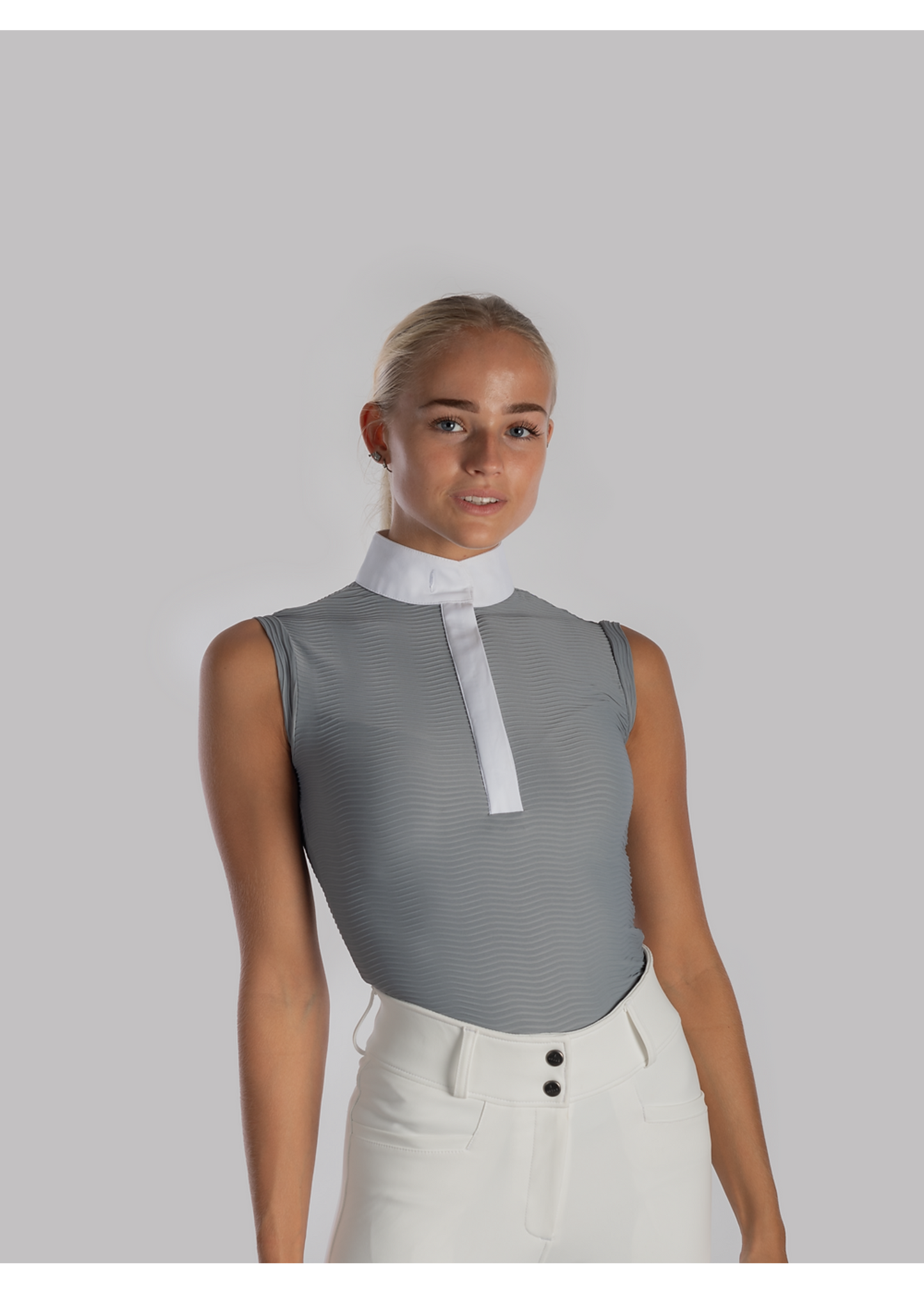 Aviar wave zip sleeveless show shirt grey