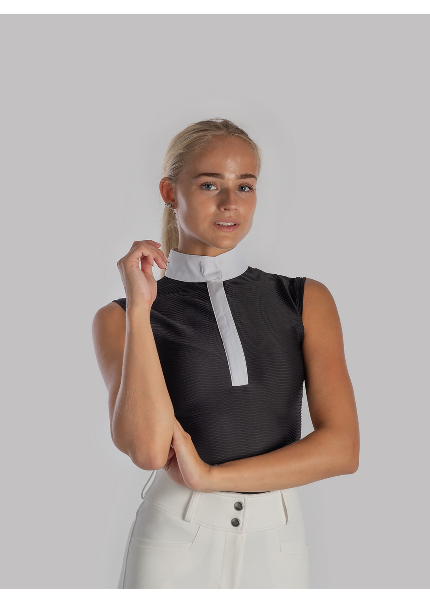 Aviar wave zip sleeveless show shirt anthracite