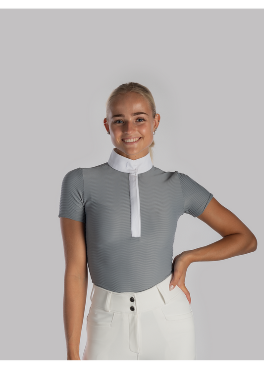 Aviar wave zip short sleeve show shirt grey