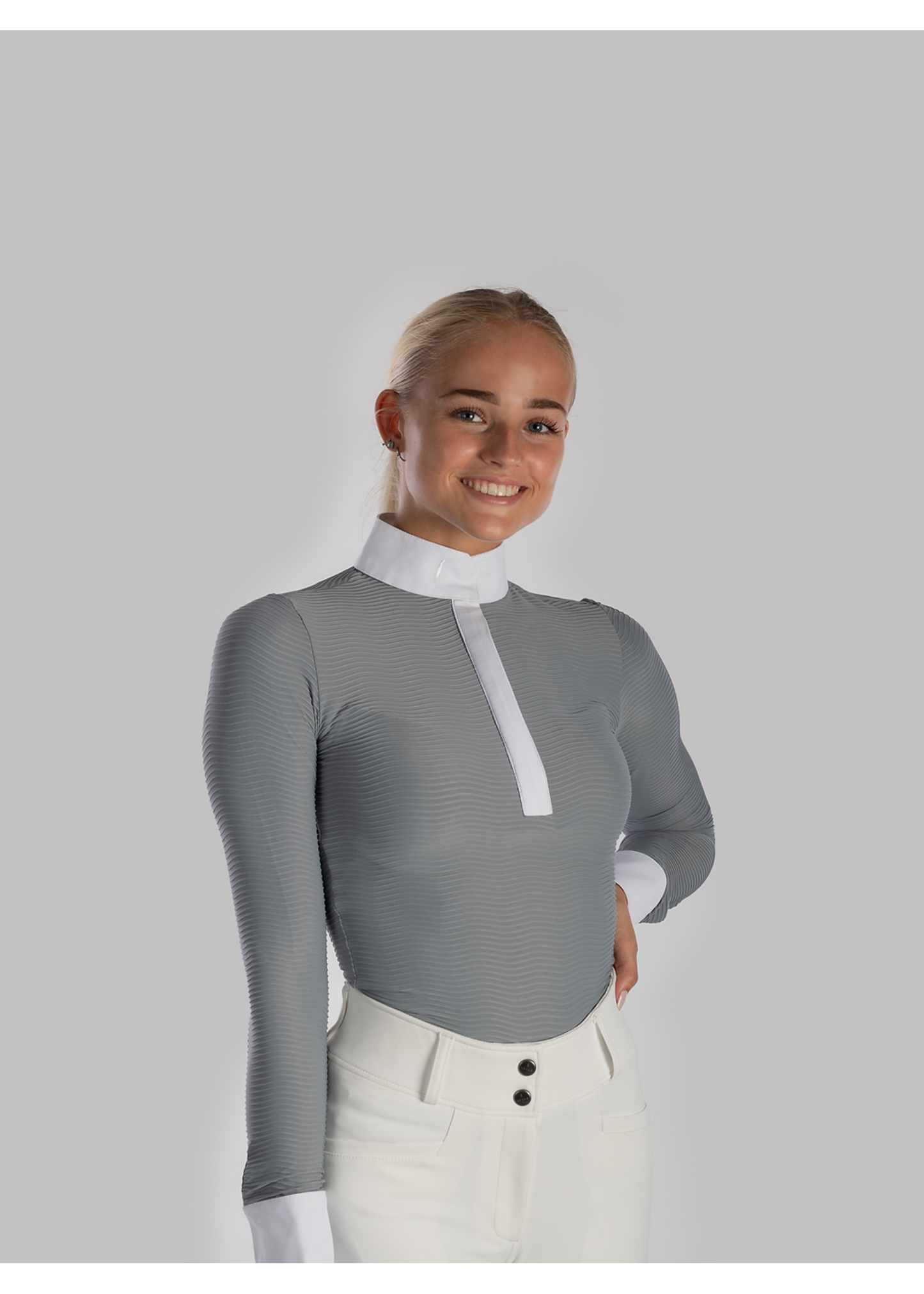 Aviar wave long sleeve show shirt grey