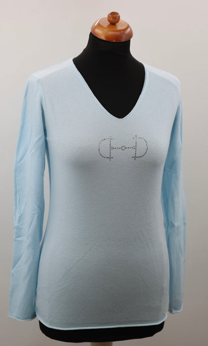 Equestrian Style V-Hals Swarovski Mint