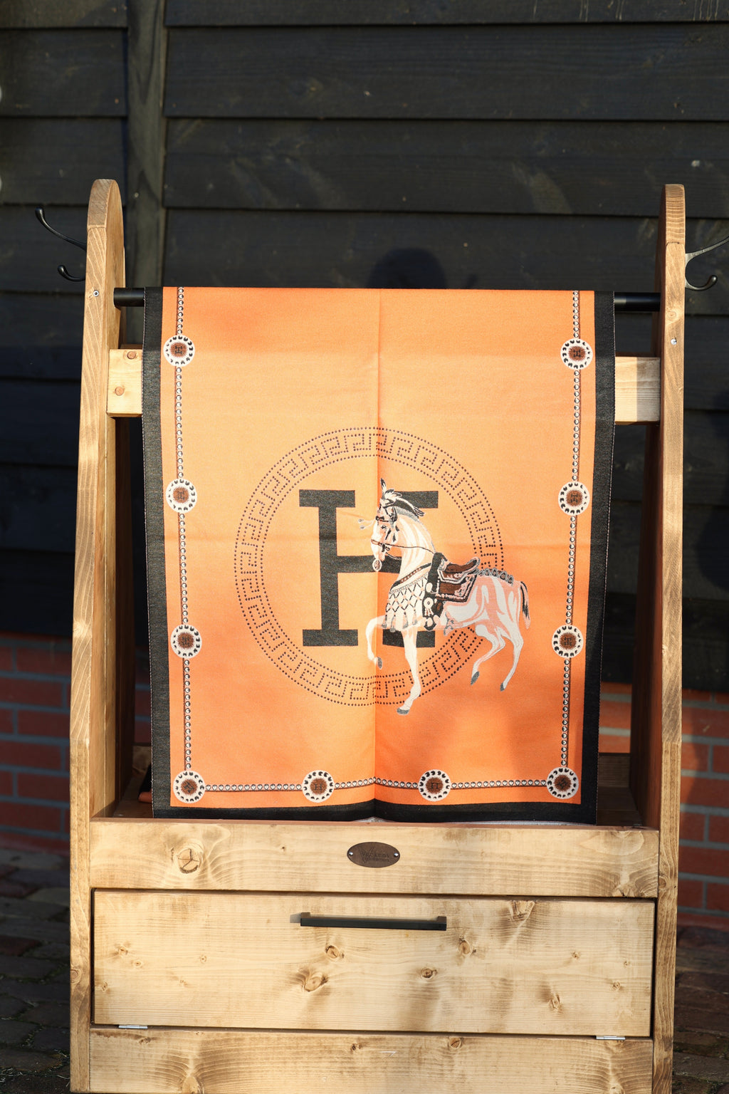 Horses and Lifestyl H Scarf Orange Black