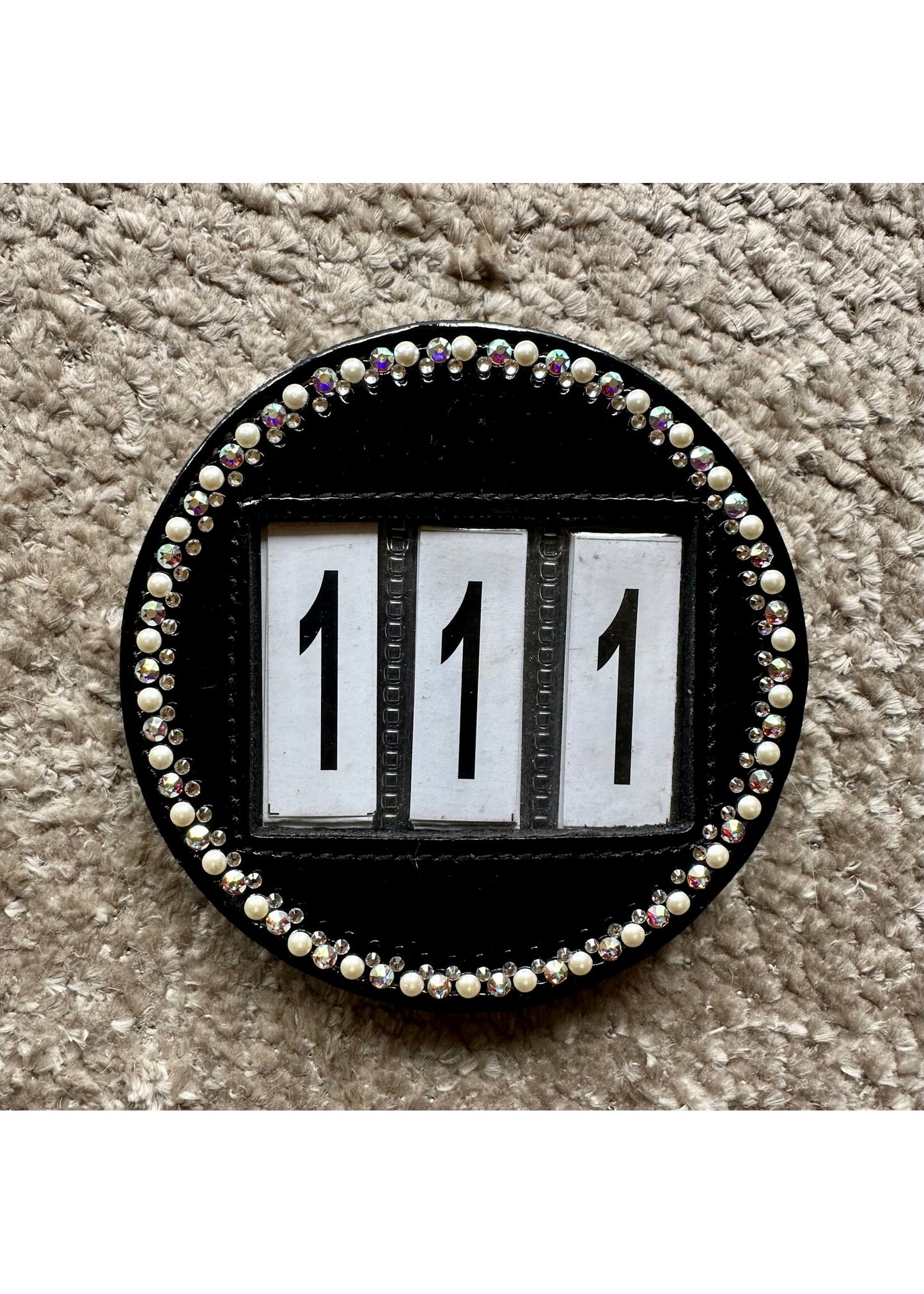 Swarovski Competition Number Black Lacquer Crystal Pearl AB