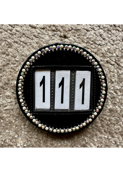 Swarovski Competition Number Black Lacquer Crystal Pearl AB