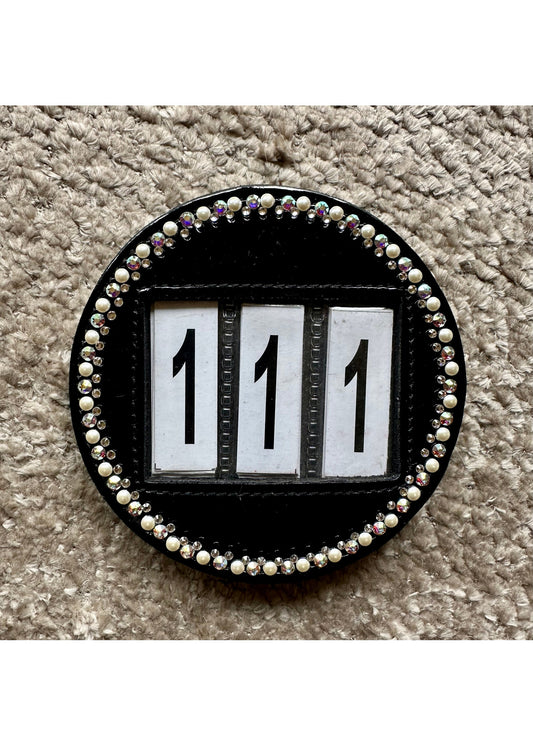 Swarovski Competition Number Black Lacquer Crystal Pearl AB