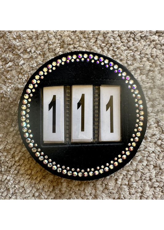 Swarovski Wedstrijd nummer Zwart Suede Crystal AB