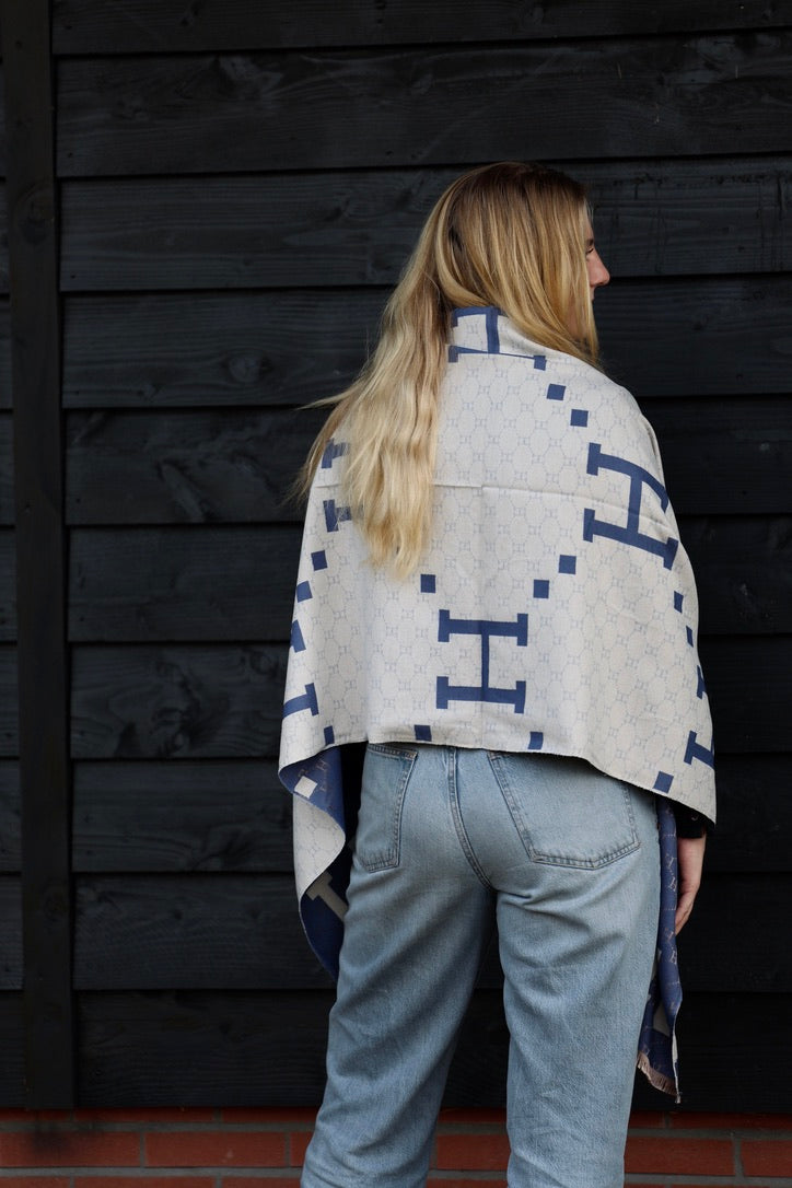 Horses and Lifestyl H Scarf Blue