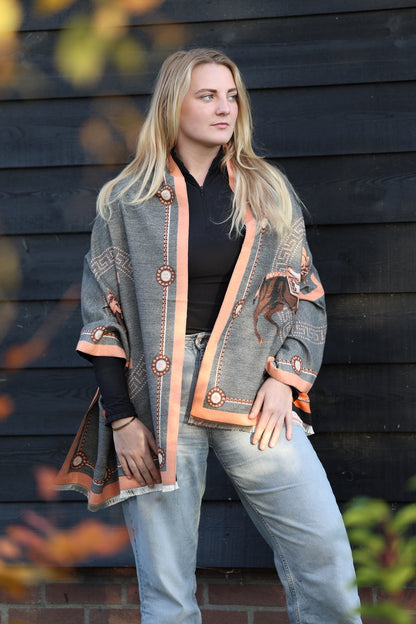 Horses and Lifestyl H Scarf Orange Black