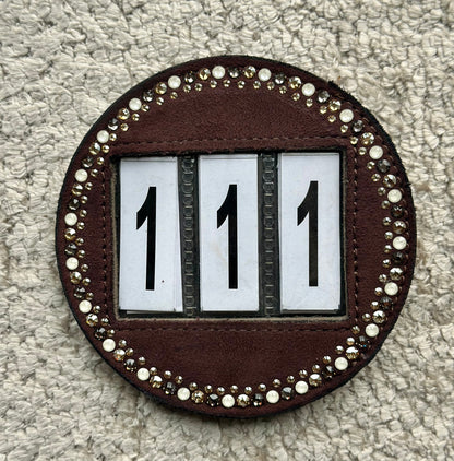 Swarovski Wedstrijd nummer Bruin Suede Golden Shadow pearl white