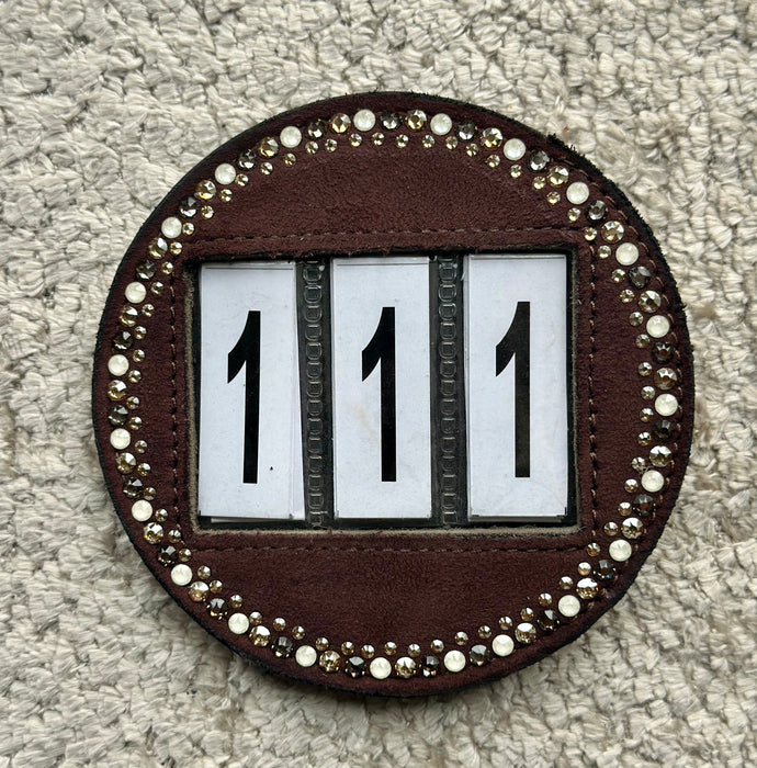 Swarovski Wedstrijd nummer Bruin Suede Golden Shadow pearl white