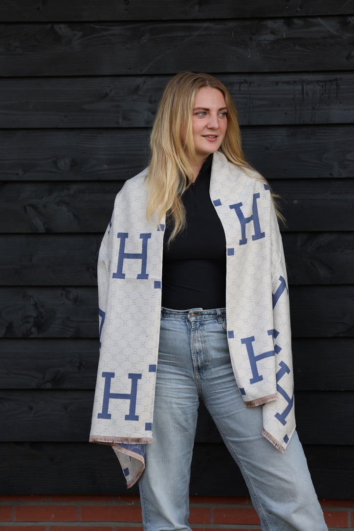 Horses and Lifestyl H Scarf Blue