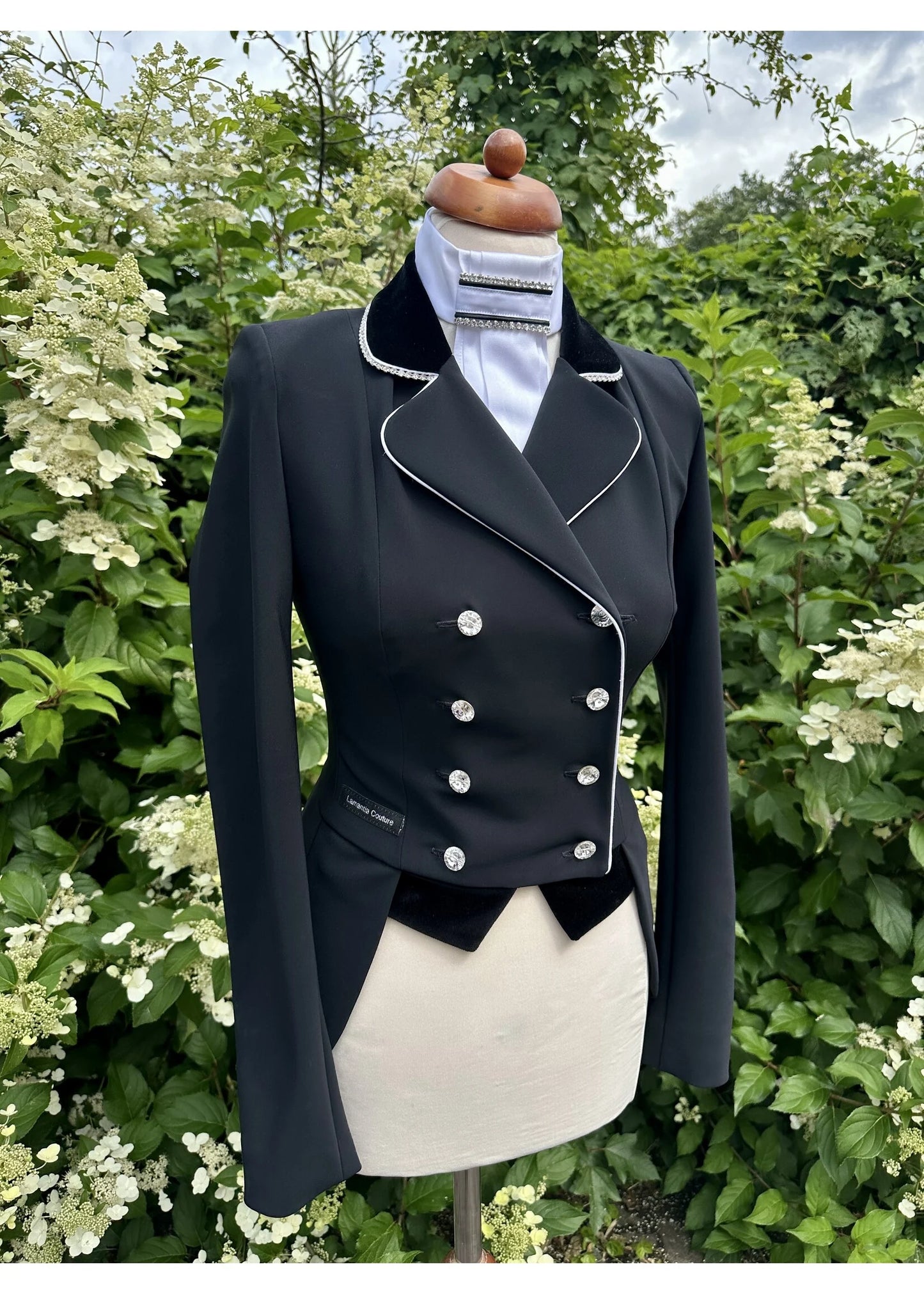 Lamantia Couture verkorte slipjas zwart-wit classic velvet