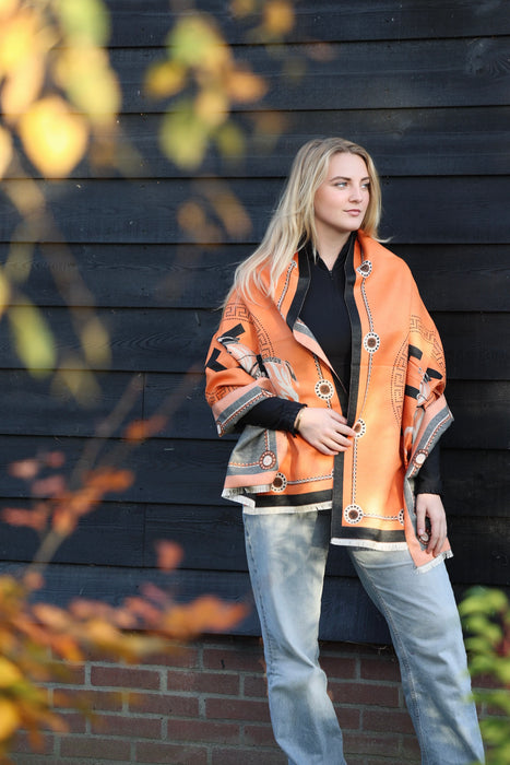 Horses and Lifestyl H Scarf Orange Black