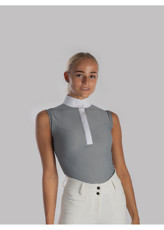 Aviar wave zip sleeveless show shirt grey
