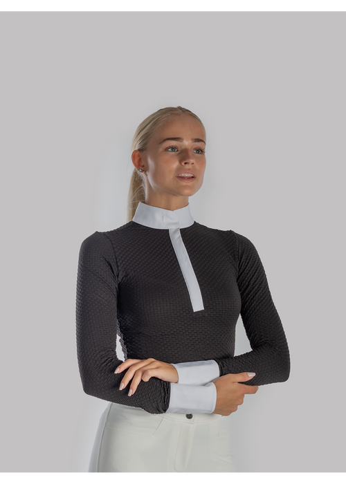 Aviar waffle zip long sleeved show shirt anthracite