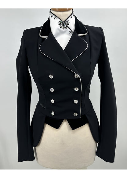 Lamantia Couture verkorte slipjas zwart-wit classic velvet