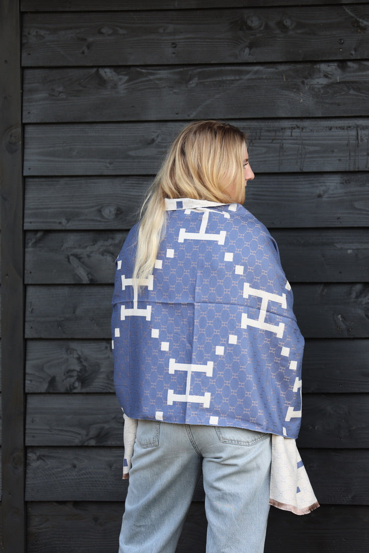 Horses and Lifestyl H Scarf Blue