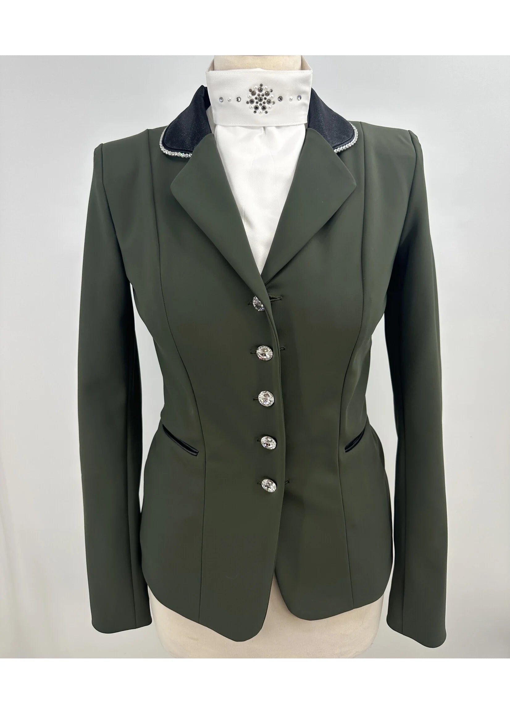 Lamantia Couture sportive kaki green limited edition black flower