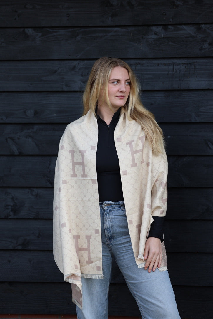 Horses and Lifestyl H Scarf Taupe