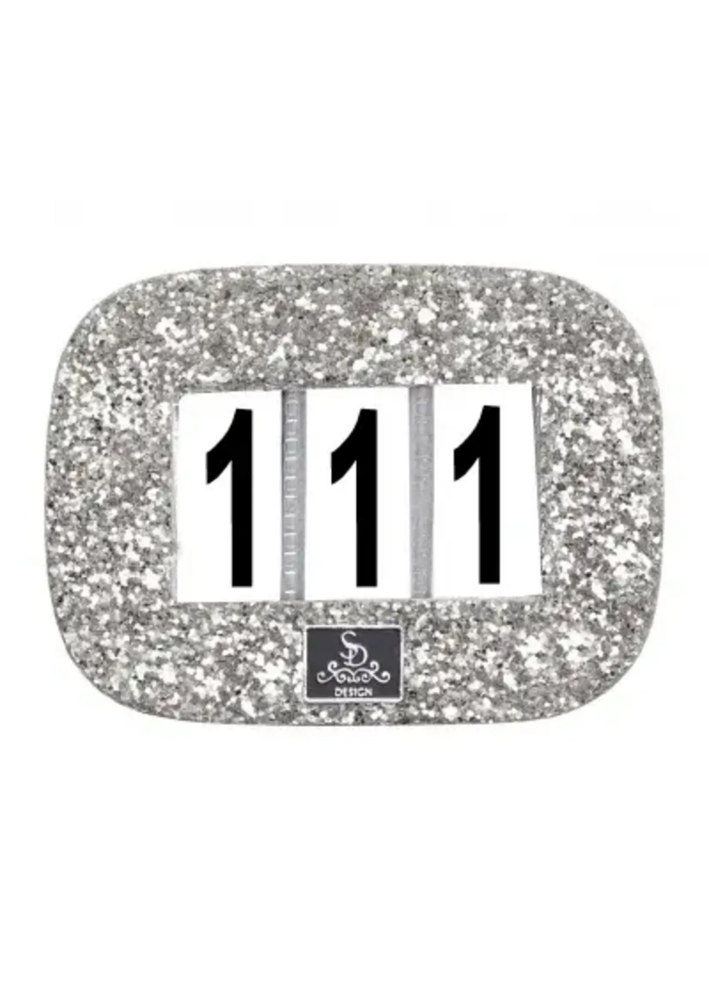 Wedstrijd nummer glitter zilver
