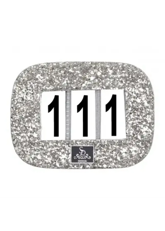 Wedstrijd nummer glitter zilver
