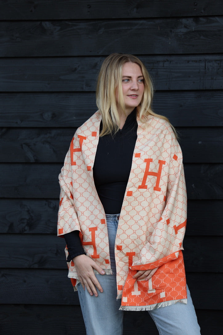 Horses and Lifestyl H Scarf Orange