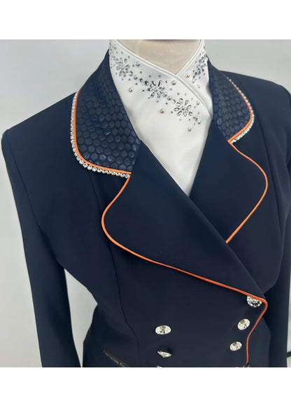 DEMO Lamantia couture Frack Dark Blue Dutch Sparkle Dot SIZE 38