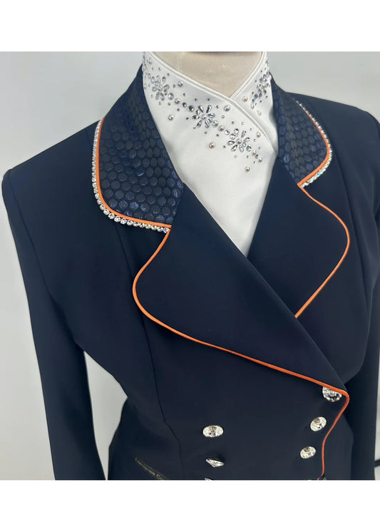 DEMO Lamantia couture Frack Dark Blue Dutch Sparkle Dot SIZE 38