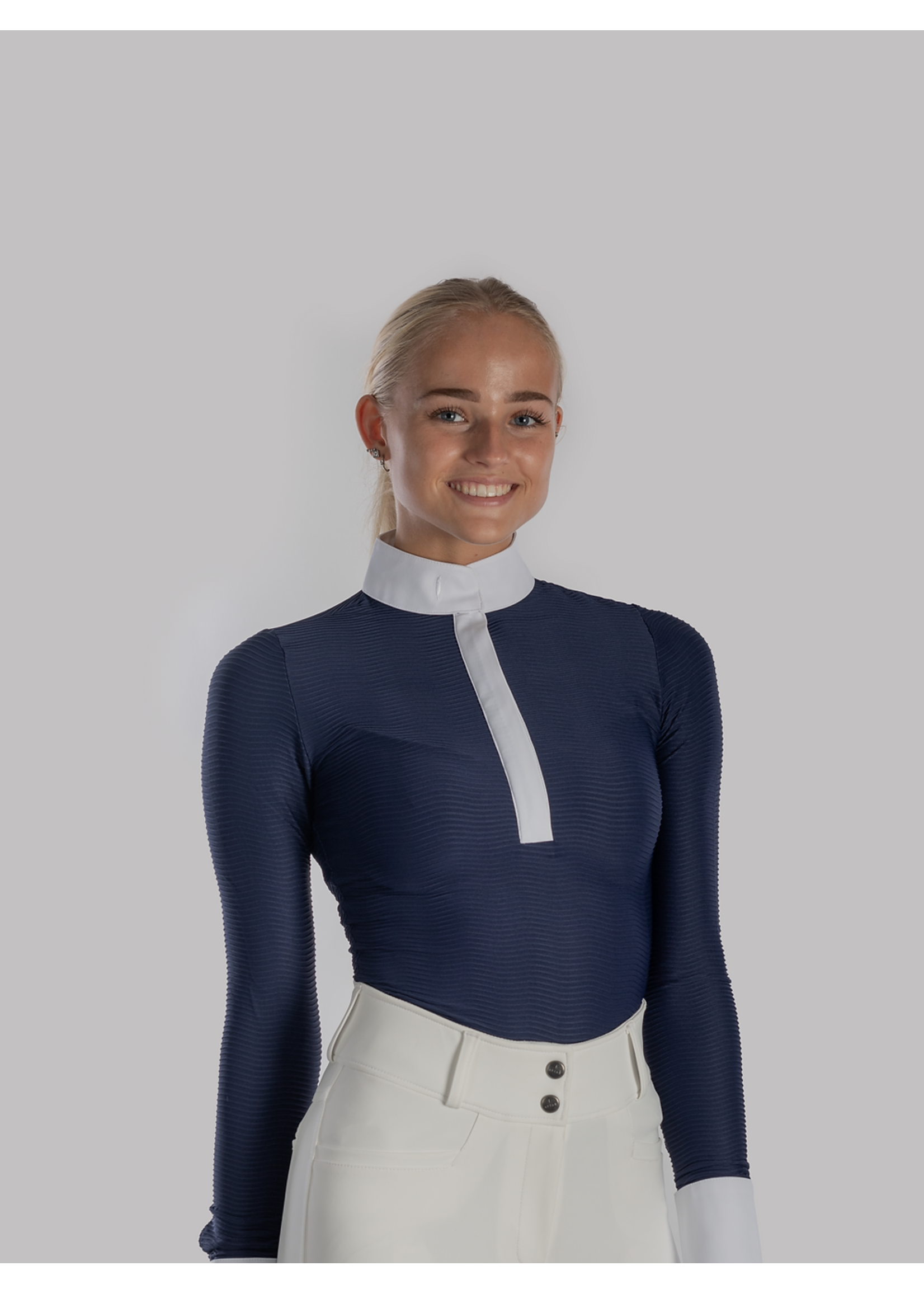 Aviar wave long sleeve show shirt navy