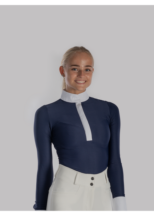 Aviar wave long sleeve show shirt navy