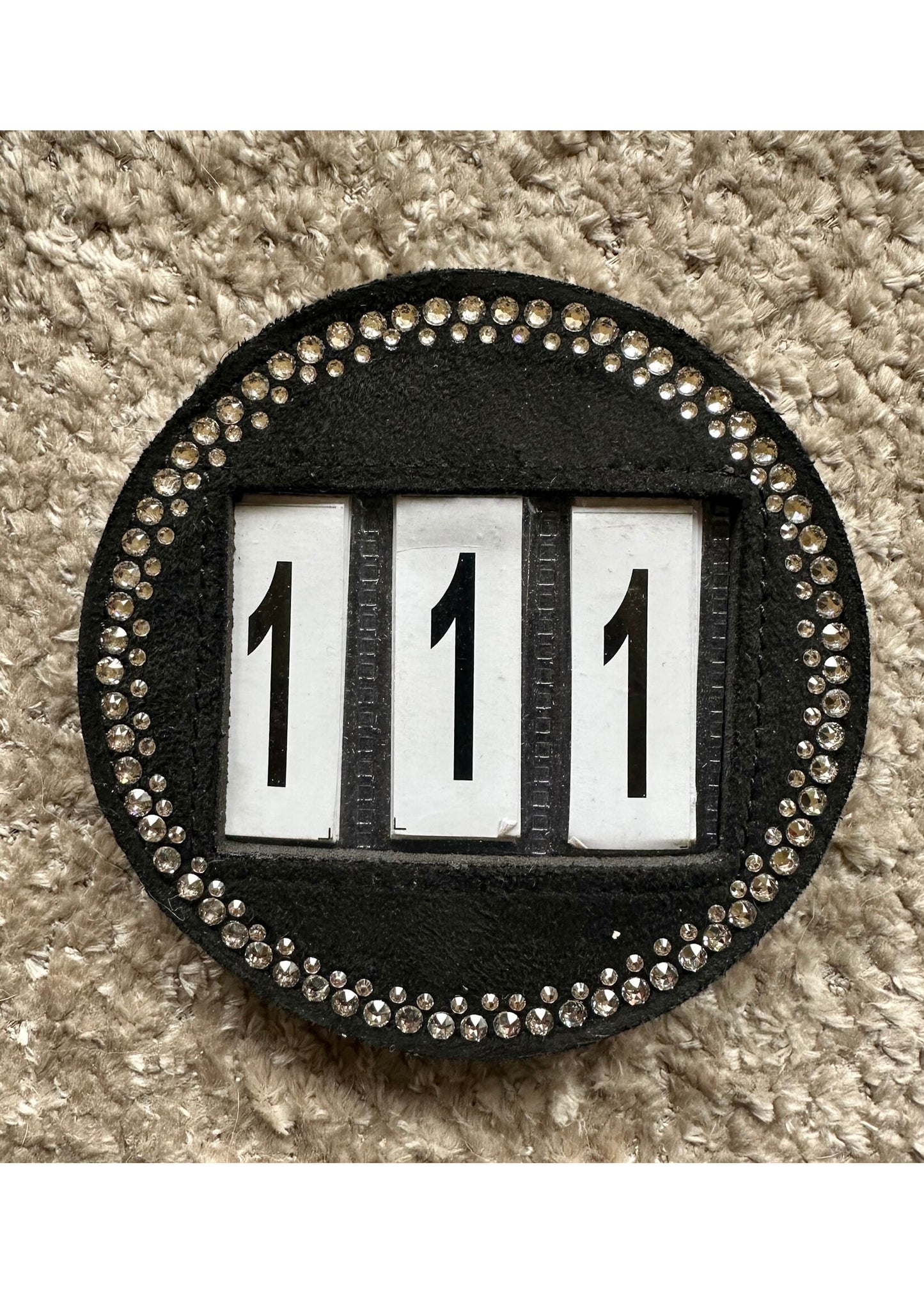 Swarovski Competition Number Black Suede Crystal 01