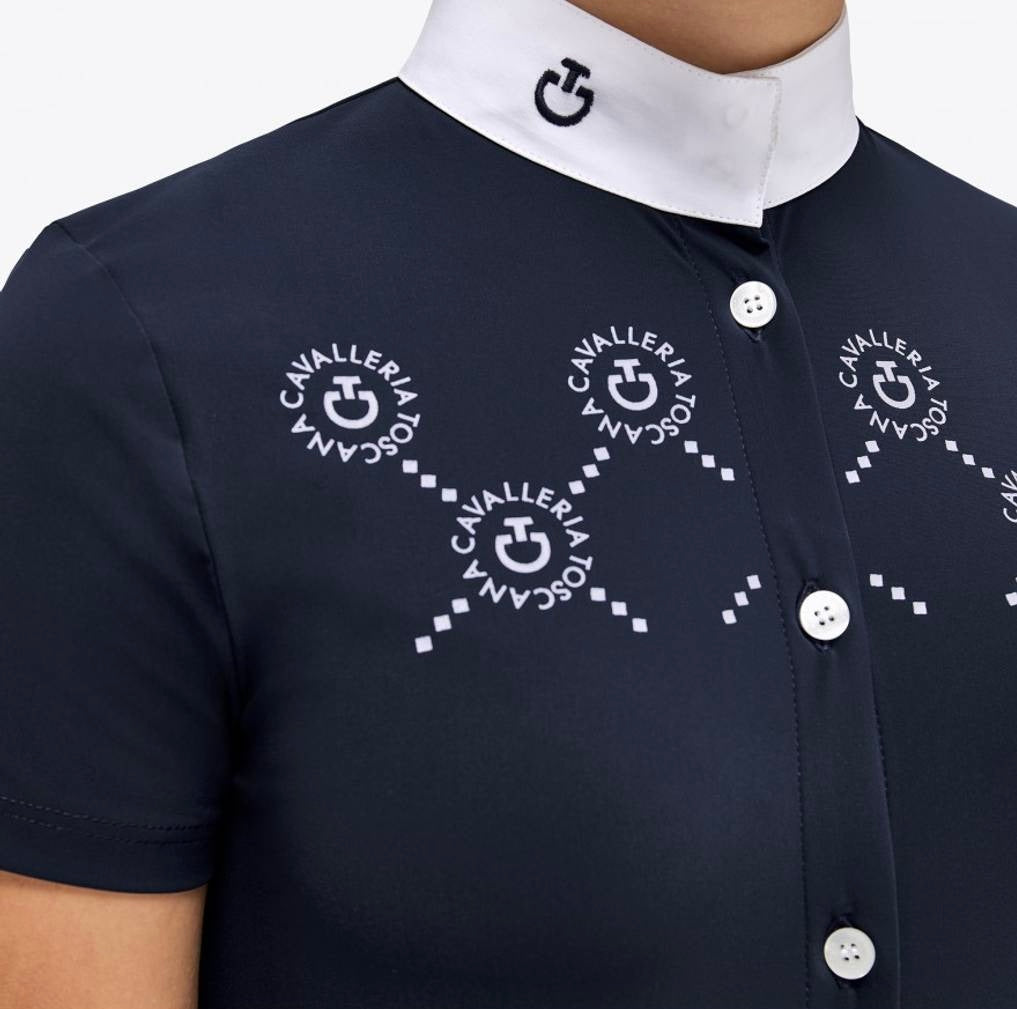 Cavalleria Toscana mini orbit blue kids competition shirt