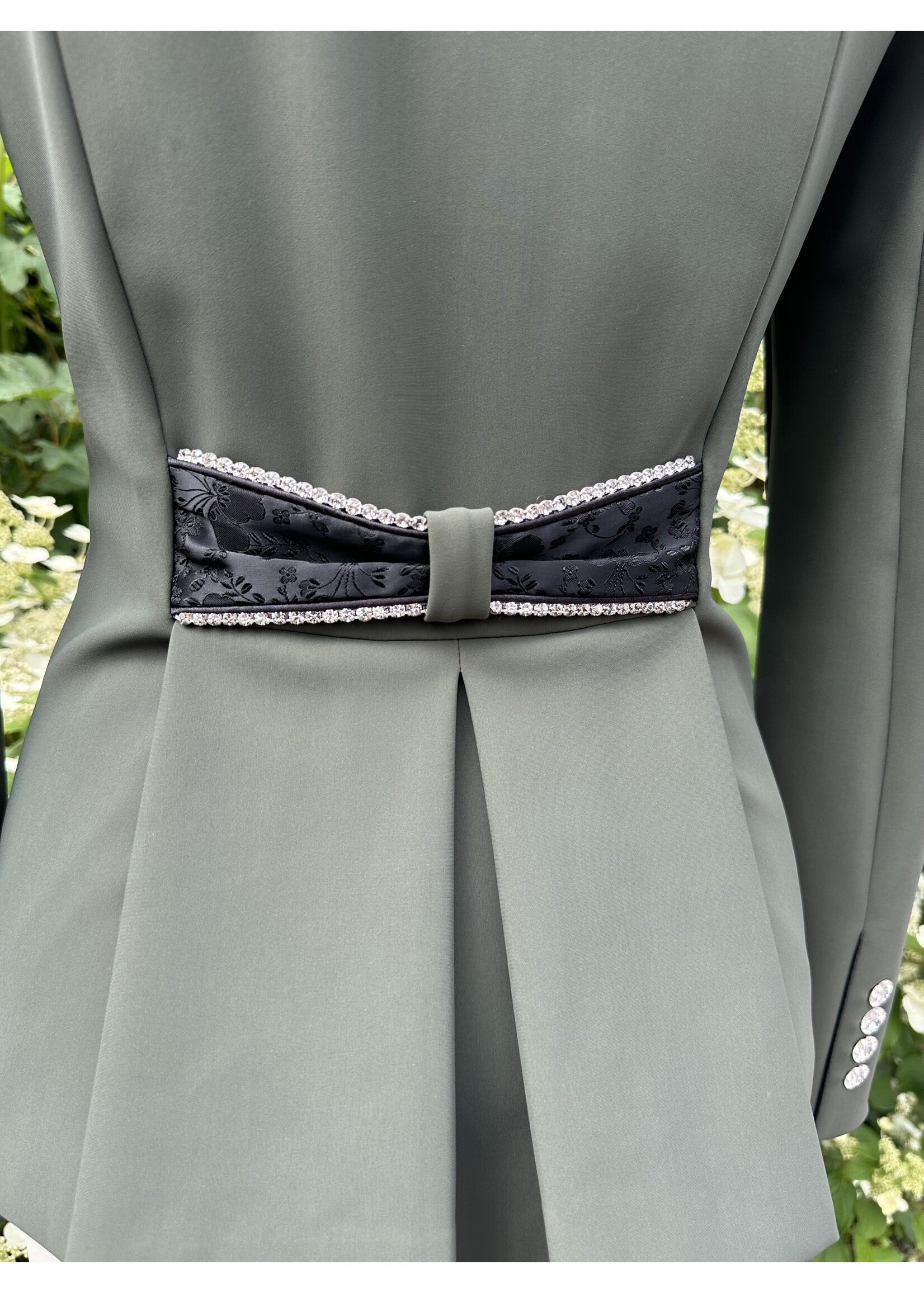 Lamantia Couture sportive kaki green limited edition black flower