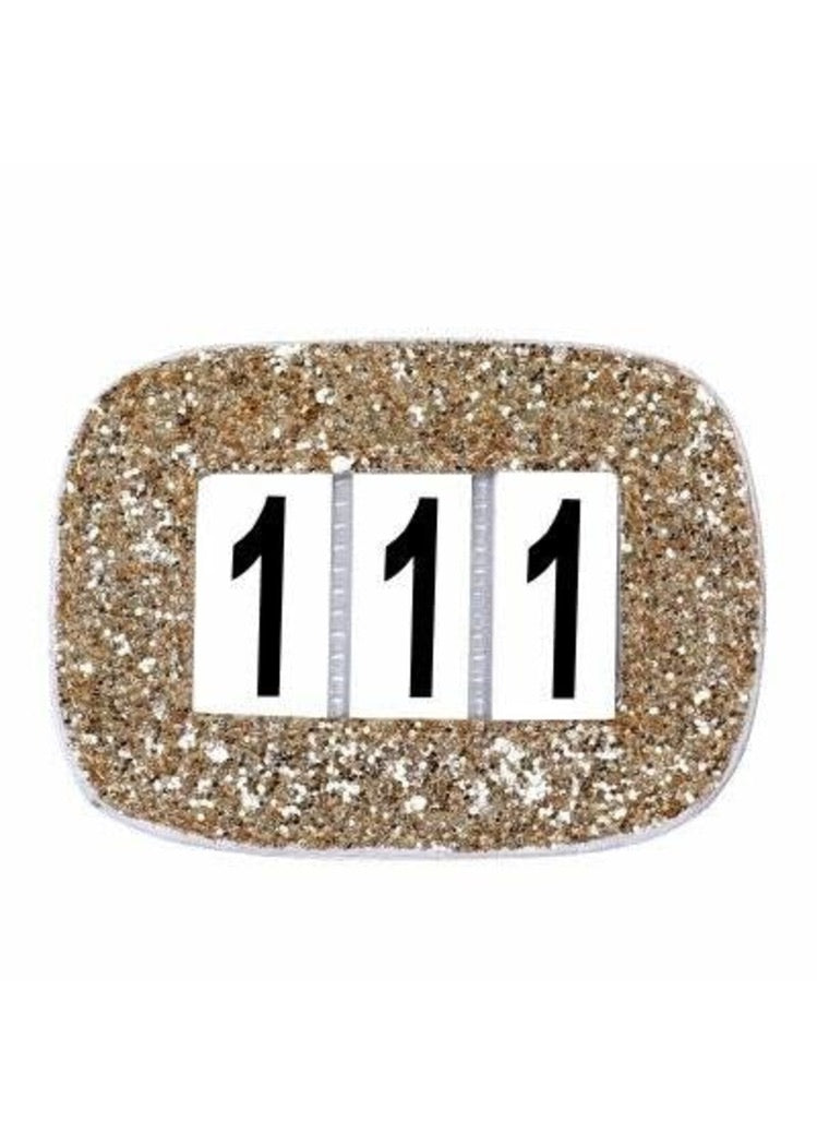 Wedstrijd nummer glitter goud