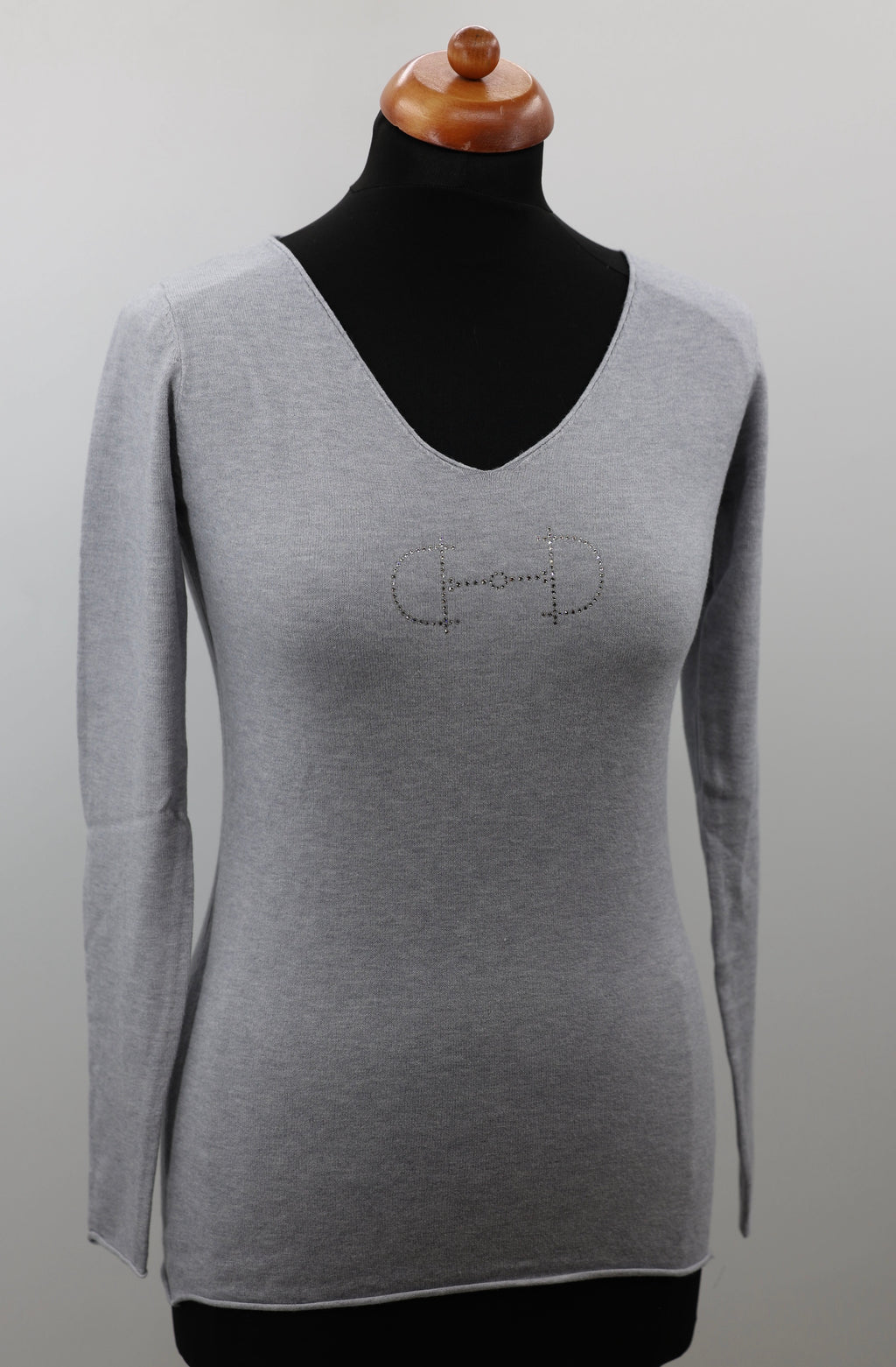 Equestrian Style V-hals Swarovski Grijs