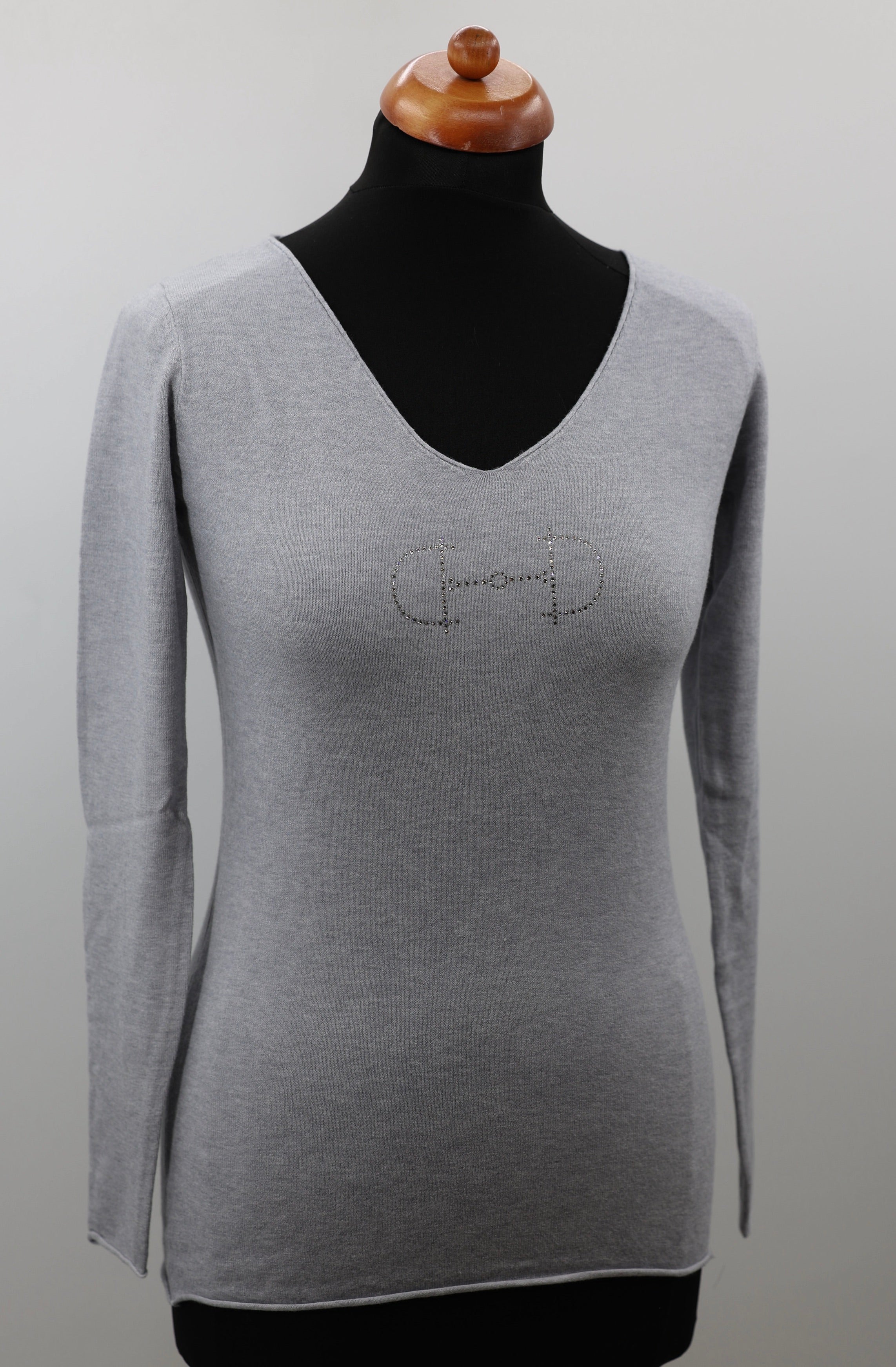 Equestrian Style V-hals Swarovski Grijs
