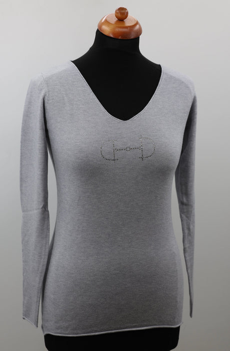 Equestrian Style V-hals Swarovski Grijs