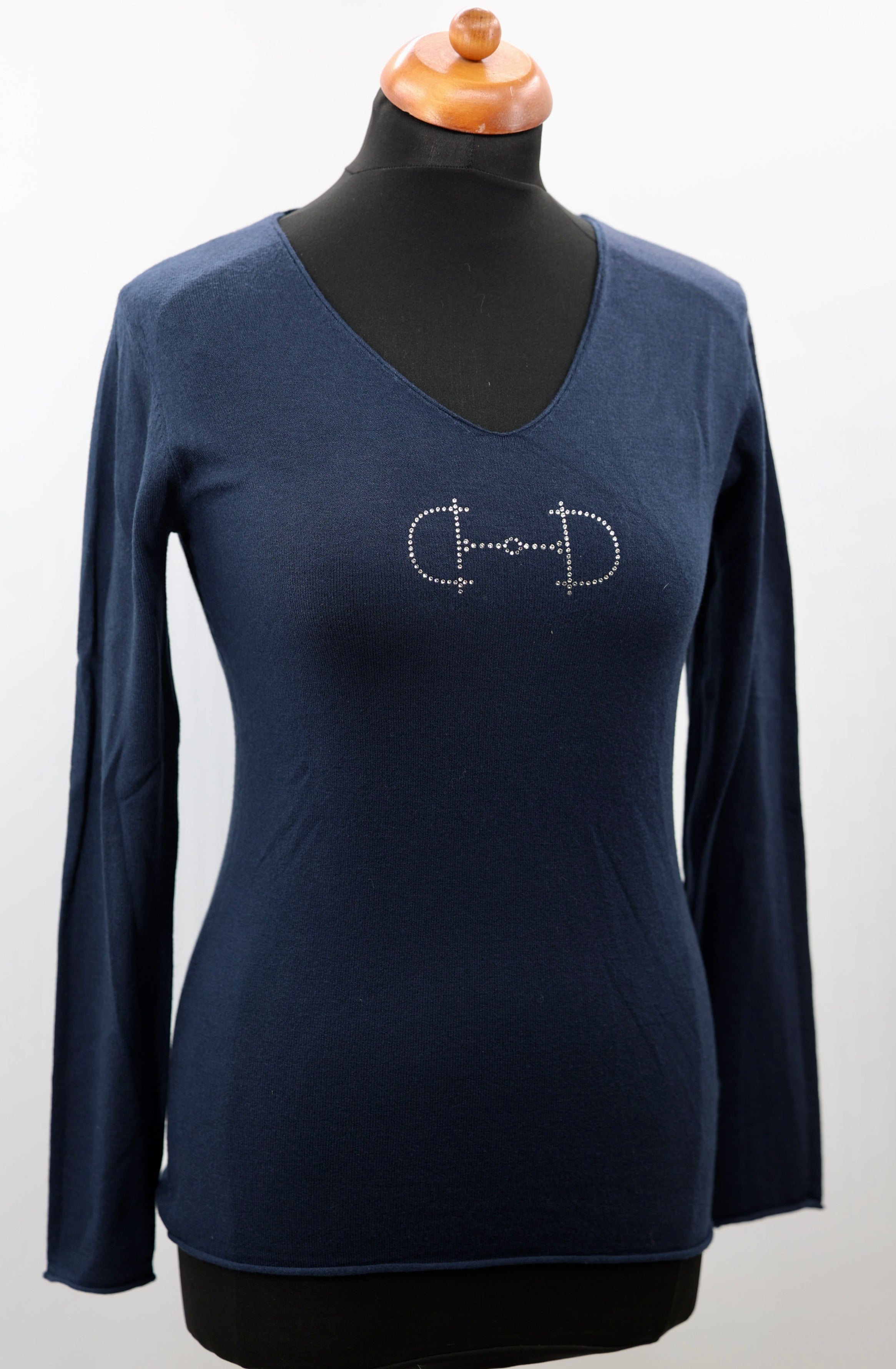 Equestrian Style V-hals Swarovski Donker Blauw