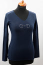 Equestrian Style V-hals Swarovski Donker Blauw