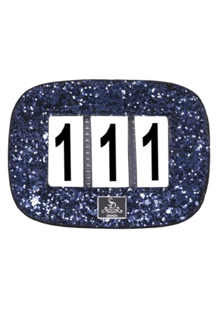 Wedstrijd Nummer houder glitter blauw
