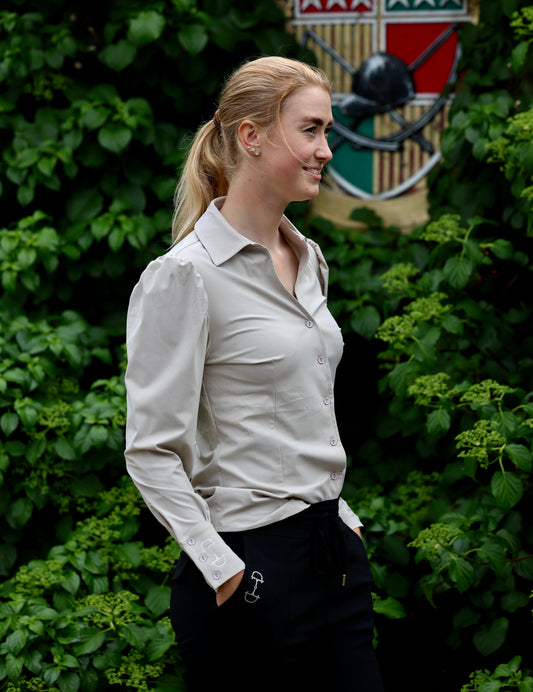 Equestrian Style Blouse Swarovksi Sand
