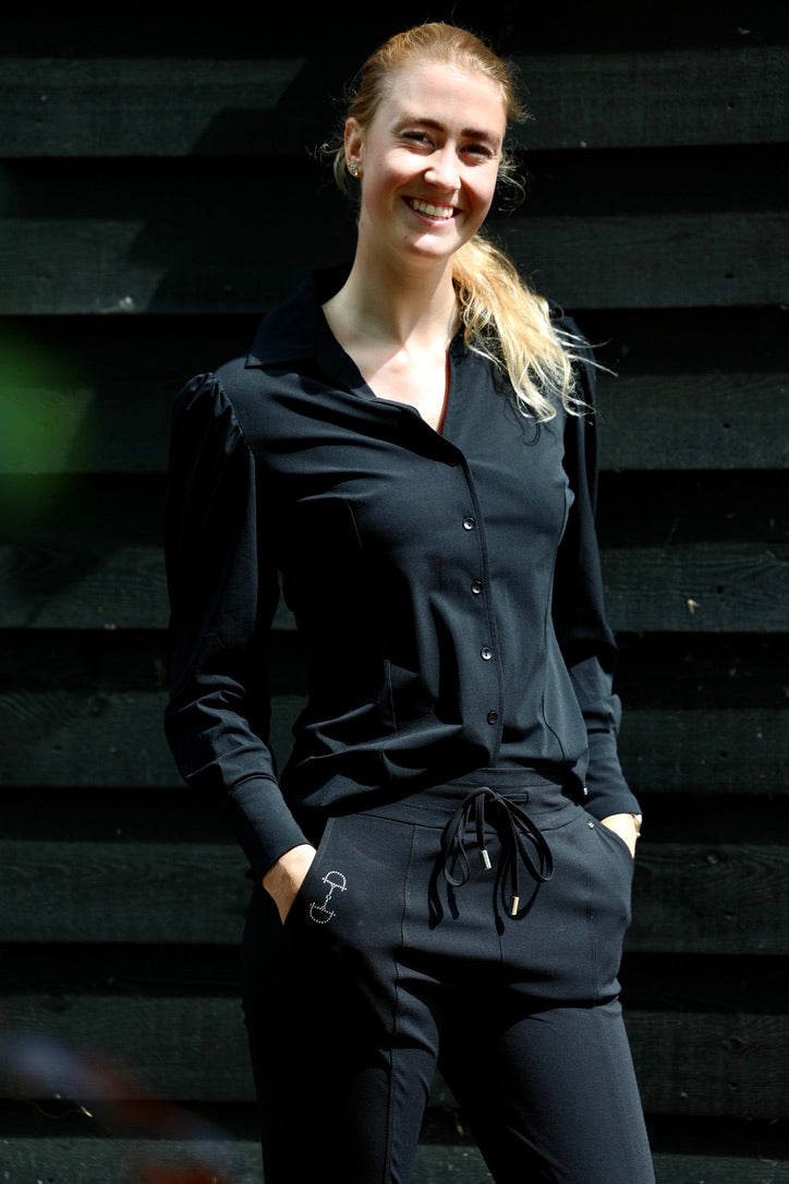 Equestrian Style Blouse Swarovski Black