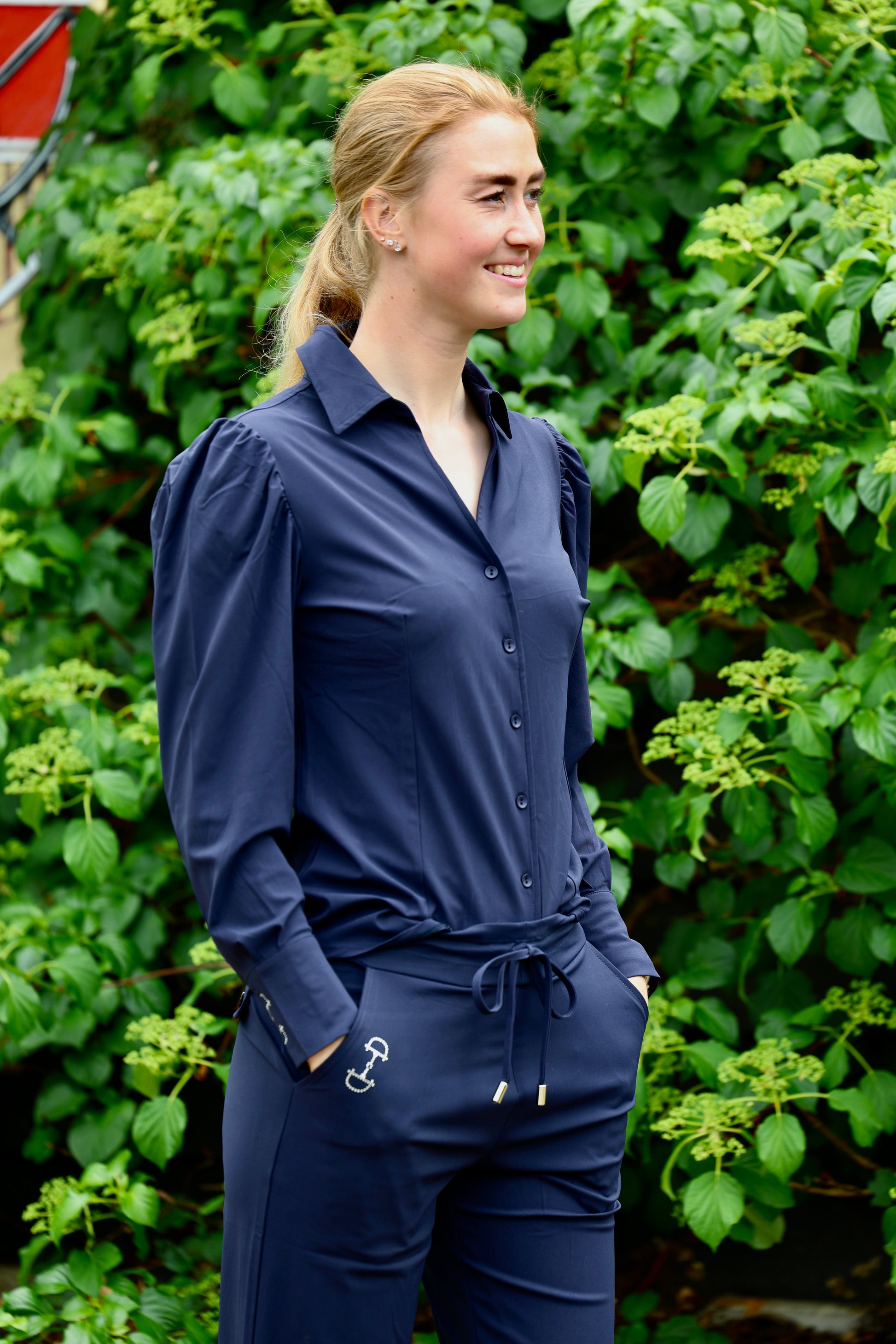 Equestrian Style Blouse Swarovski Blue