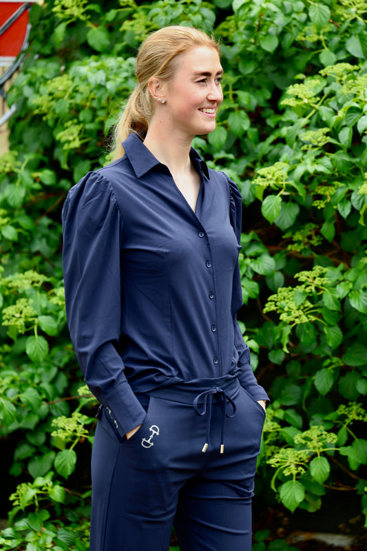 Equestrian Style Blouse Swarovski Blue