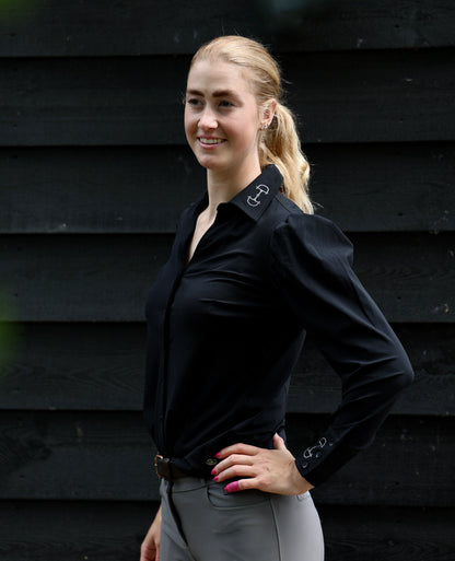 Equestrian Style Blouse Swarovski Black