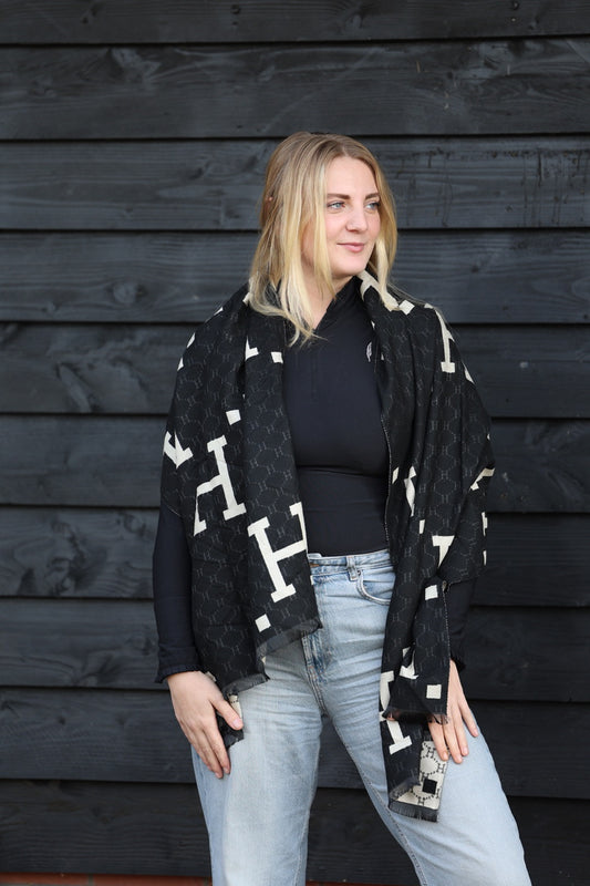 Horses and Lifestyl H Scarf Black