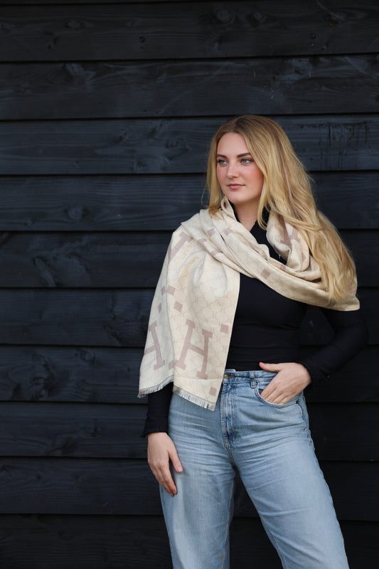 Horses and Lifestyl H Scarf Taupe