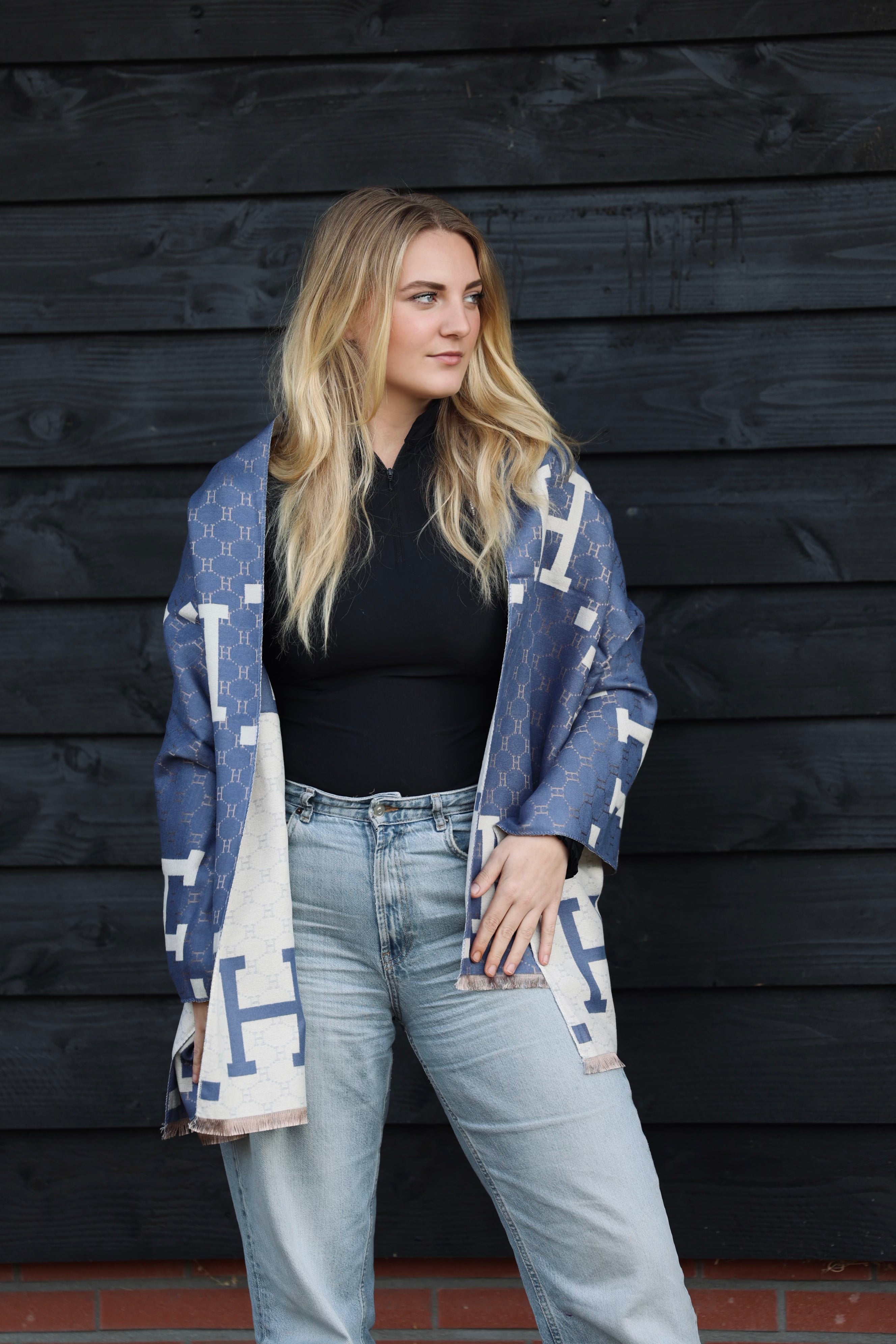 Horses and Lifestyl H Scarf Blue