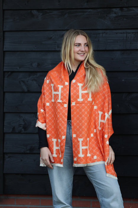 Horses and Lifestyl H Scarf Orange