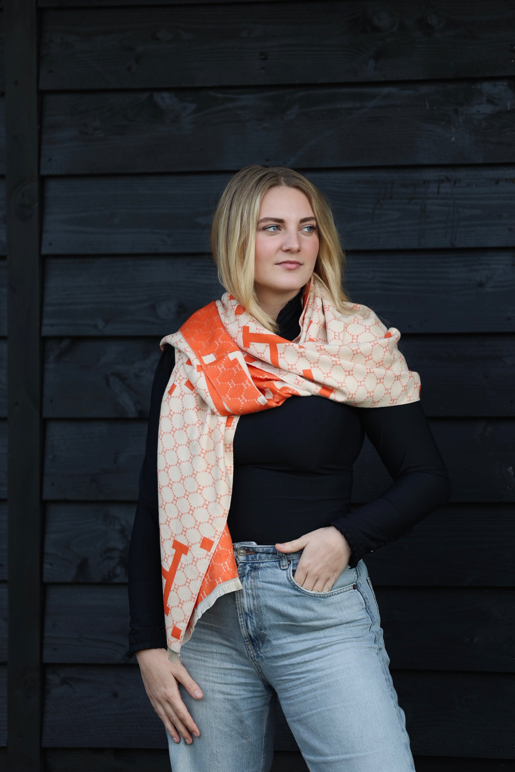 Horses and Lifestyl H Scarf Orange